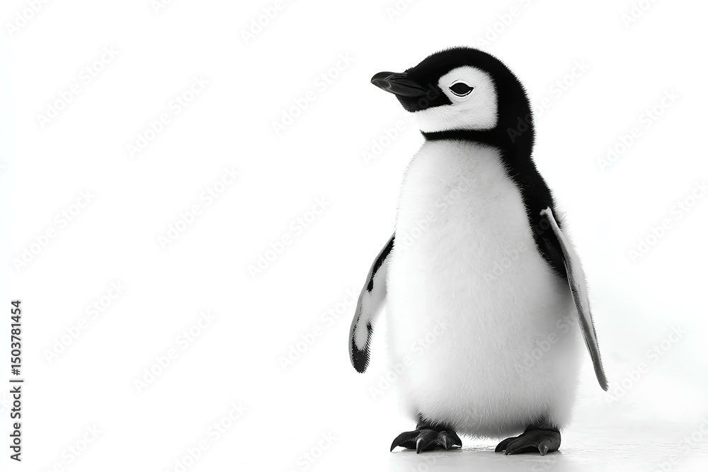Fototapeta premium black and white penguin isolated on a white background with copy space