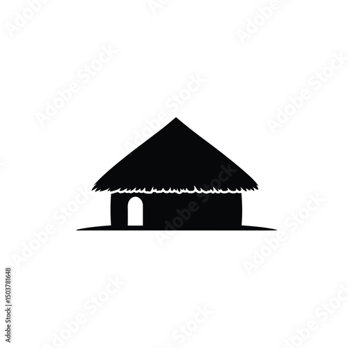 Simple silhouette of an african hut home