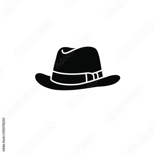 Classic fedora hat black and white icon