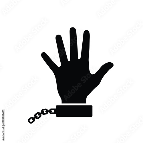 Handcuffed hand reaching upwards seeking freedom