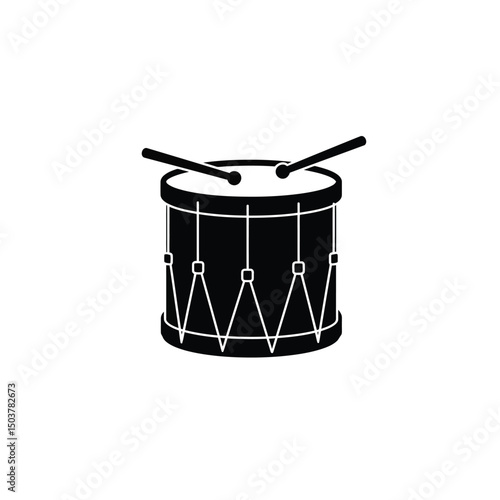 Simple black and white drum icon illustration