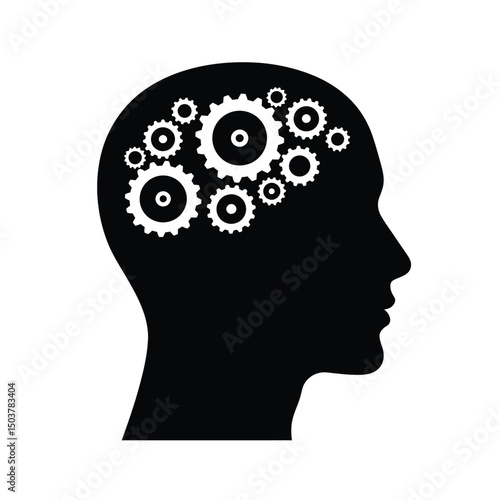 Silhouette head gears mind thinking process concept