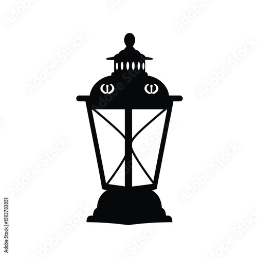 Elegant black silhouette lantern streetlight design