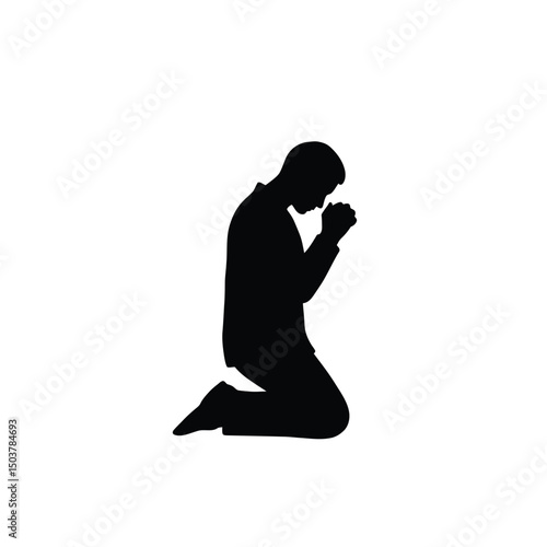 Man kneeling in prayer silhouette faith hope
