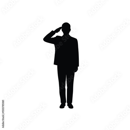 Man in suit saluting respectful silhouette