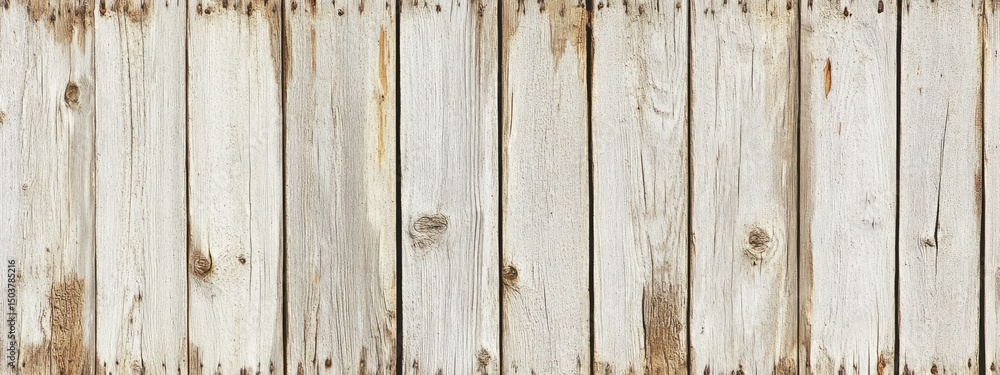 Naklejka premium Aged, light-grey wooden planks. Vertical boards with natural wood grain and subtle weathering
