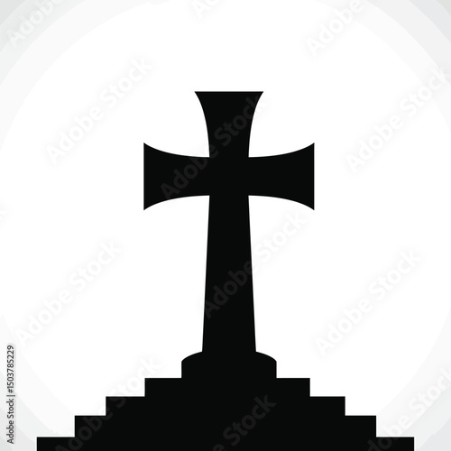 Simple black cross grave marker silhouette