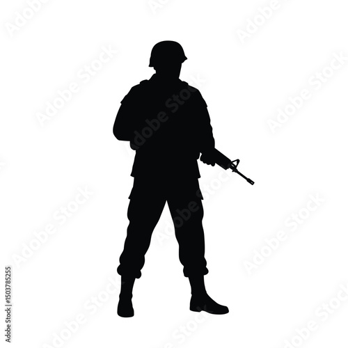 Soldier silhouette holding rifle military guard