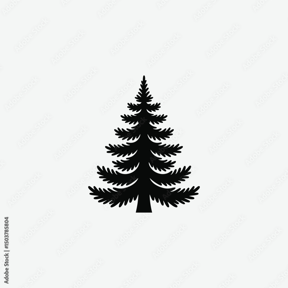 Christmas Tree Vector Silhouette – Minimalist Black Pine Illustration on White Background Christmas Tree Vector Silhouette – Minimalist Black Pine Illustration on White Background