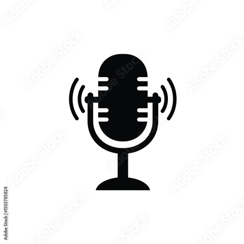 Retro microphone icon sound recording studio broadcast