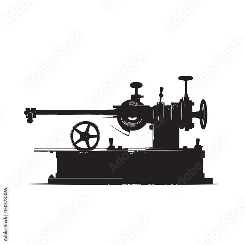 Lathe silhouette isolated on white background