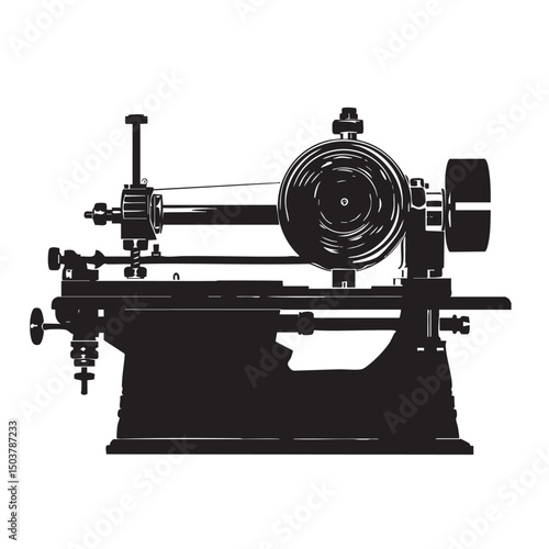 Lathe silhouette isolated on white background