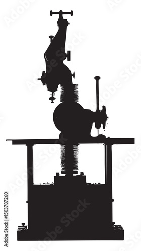 Lathe silhouette isolated on white background