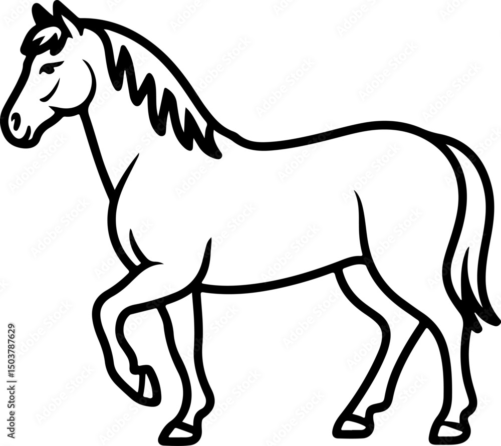 Fototapeta premium horse silhouette and line art vector design