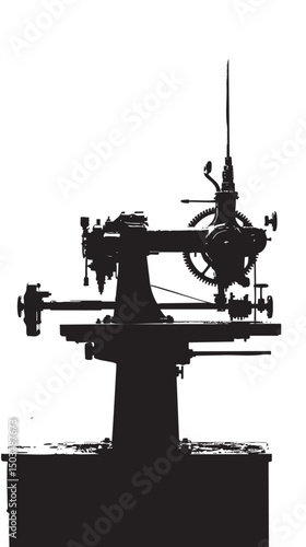 Lathe silhouette isolated on white background