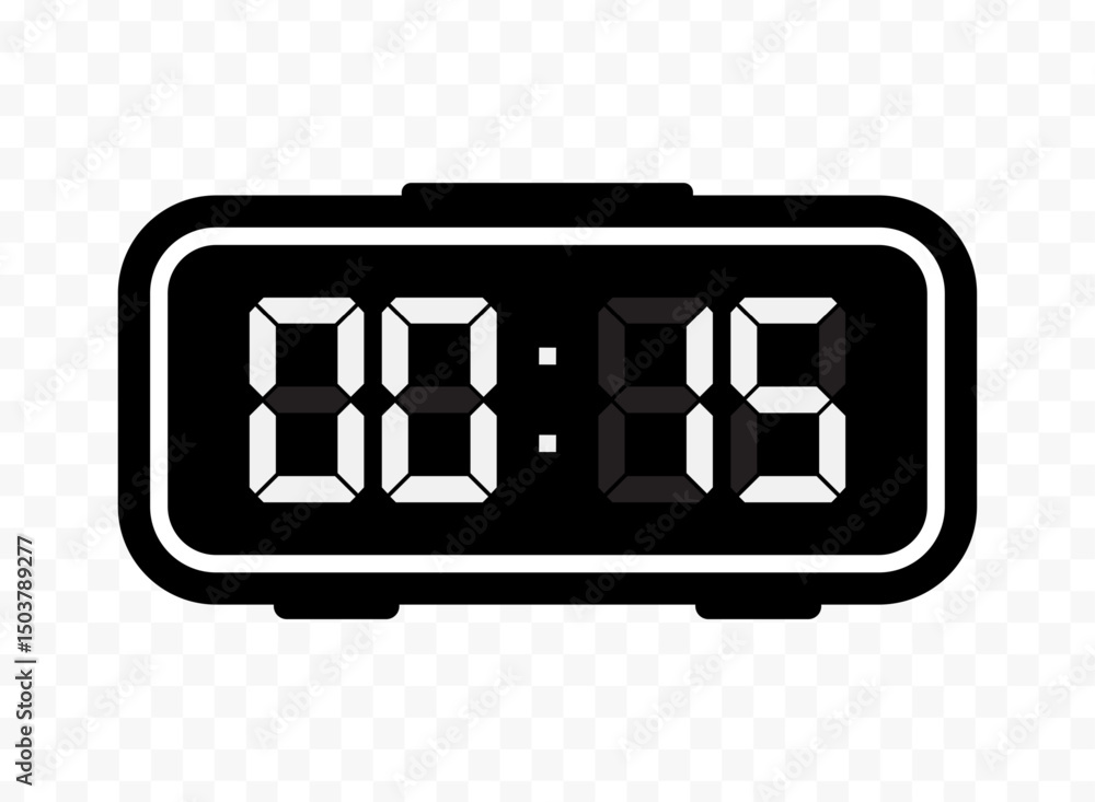 Vector illustration of quarter past zero digital clock icon sign and symbol. black icon for website design .Simple design on transparent background Vector illustration of quarter past zero digital clock icon sign and symbol. black icon for website design .Simple design on transparent background