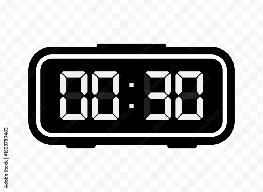 Vector illustration of half past twelve digital clock icon sign and symbol. black icon for website design .Simple design on transparent background Vector illustration of half past twelve digital clock icon sign and symbol. black icon for website design .Simple design on transparent background