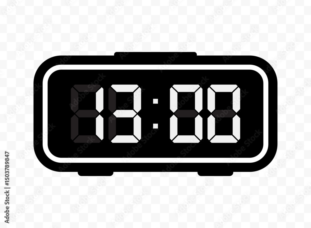 Vector illustration of thirteen o'clock digital clock icon sign and symbol. black icon for website design .Simple design on transparent background Vector illustration of thirteen o'clock digital clock icon sign and symbol. black icon for website design .Simple design on transparent background