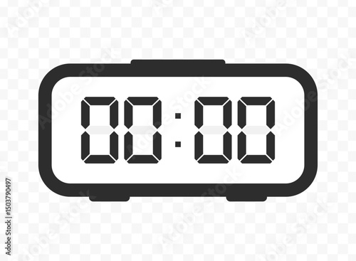 Vector illustration of 00 00 o'clock digital clock icon sign and symbol. colored icon for website design .Simple design on transparent background.