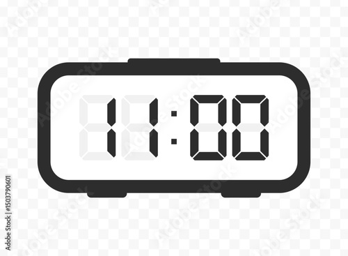 Vector illustration of eleven o'clock digital clock icon sign and symbol. colored icon for website design .Simple design on transparent background.