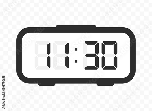 Vector illustration of half past eleven digital clock icon sign and symbol. colored icon for website design .Simple design on transparent background.