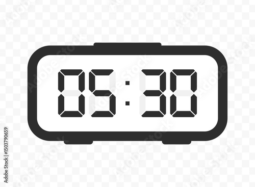Vector illustration of half past five digital clock icon sign and symbol. colored icon for website design .Simple design on transparent background.