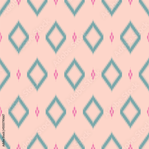 seamless pattern design in ikat style for fabric printing