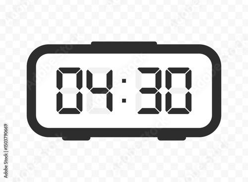 Vector illustration of half past four digital clock icon sign and symbol. colored icon for website design .Simple design on transparent background.