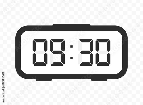 Vector illustration of half past nine digital clock icon sign and symbol. colored icon for website design .Simple design on transparent background.
