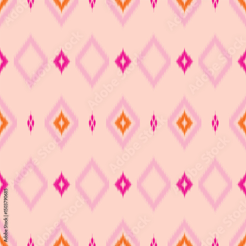 seamless pattern design in ikat style for fabric printing