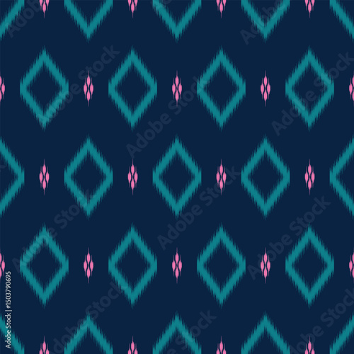 seamless pattern design in ikat style for fabric printing