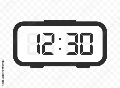 Vector illustration of half past twelve digital clock icon sign and symbol. colored icon for website design .Simple design on transparent background.