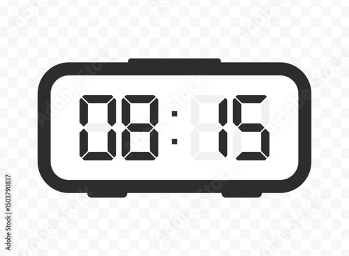 Vector illustration of quarter past eight digital clock icon sign and symbol. colored icon for website design .Simple design on transparent background.