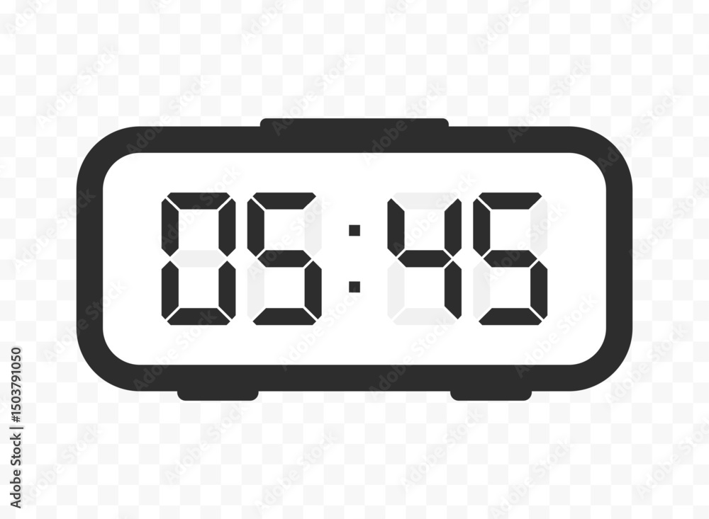 Vector illustration of quarter to six digital clock icon sign and symbol. colored icon for website design .Simple design on transparent background. Vector illustration of quarter to six digital clock icon sign and symbol. colored icon for website design .Simple design on transparent background.
