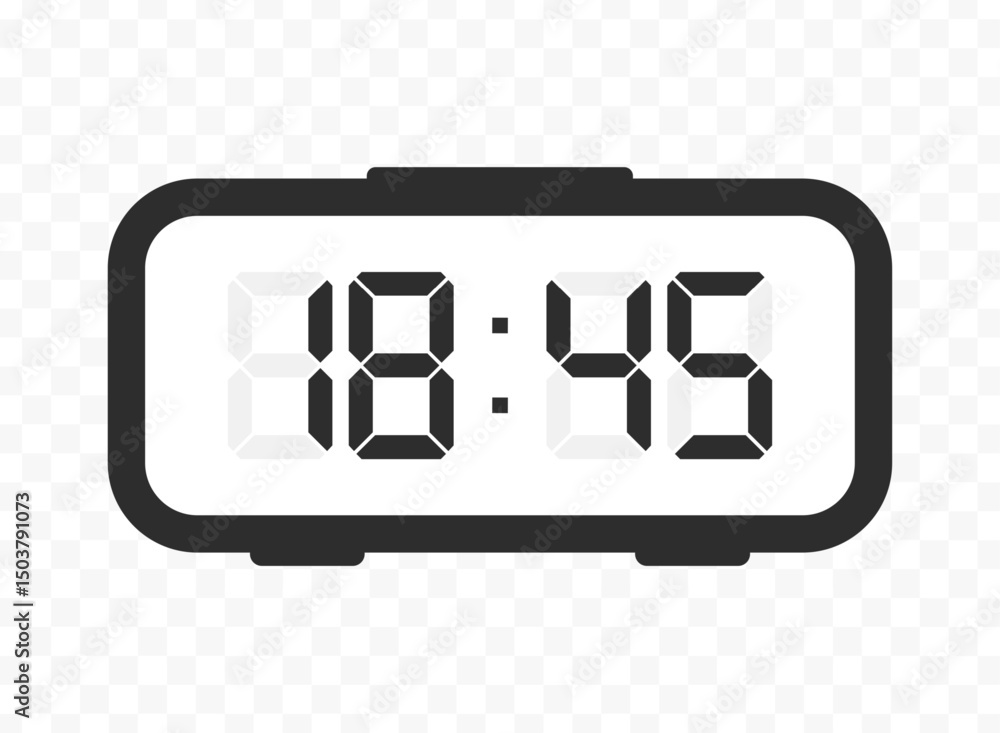 Vector illustration of quarter to nineteen digital clock icon sign and symbol. colored icon for website design .Simple design on transparent background. Vector illustration of quarter to nineteen digital clock icon sign and symbol. colored icon for website design .Simple design on transparent background.