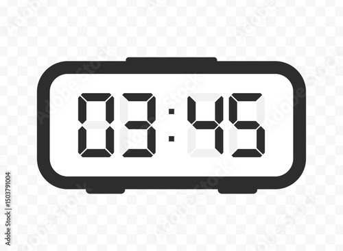 Vector illustration of quarter to four digital clock icon sign and symbol. colored icon for website design .Simple design on transparent background.
