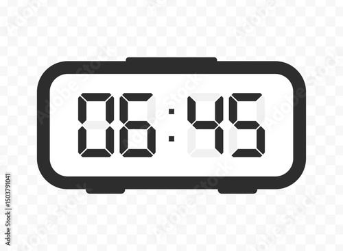 Vector illustration of quarter to seven digital clock icon sign and symbol. colored icon for website design .Simple design on transparent background.