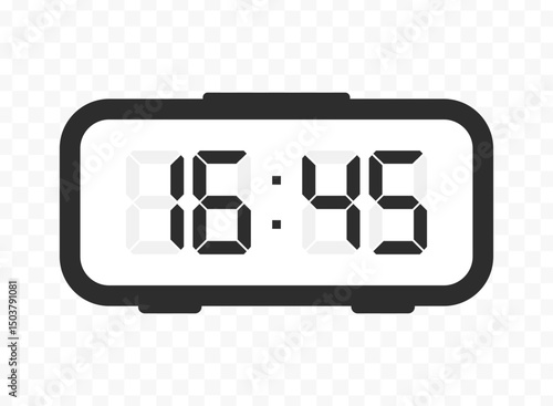 Vector illustration of quarter to seventeen digital clock icon sign and symbol. colored icon for website design .Simple design on transparent background.