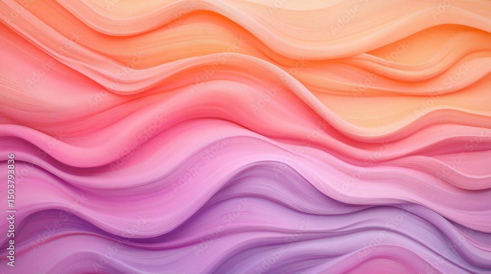 Fototapeta premium Vibrant Sunset Gradient Waves in Orange, Pink, and Purple Tones