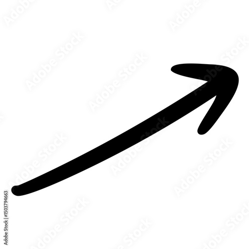 手書きの右上向き矢印　黒