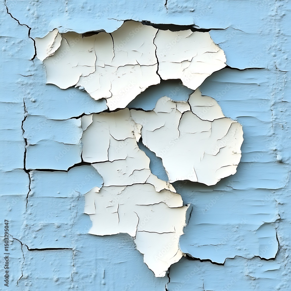 Obraz premium Peeling paint on a light blue surface