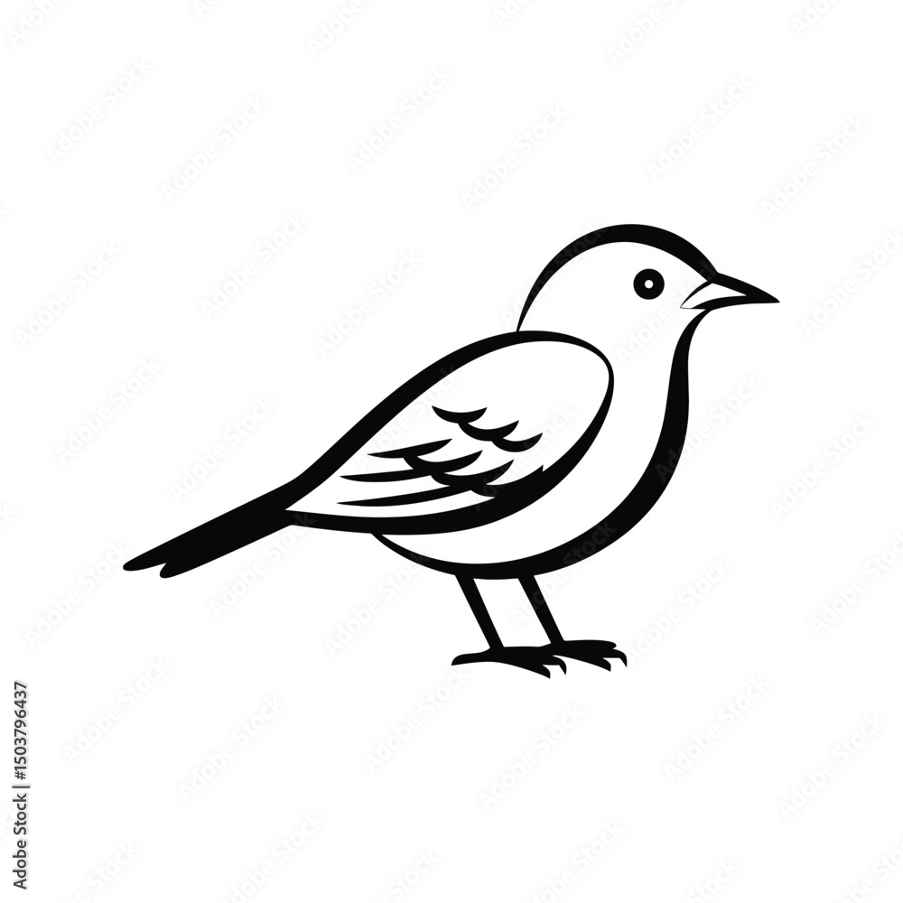 Fototapeta premium Minimal lark bird line art vector