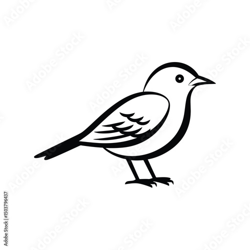 Minimal lark bird line art vector

