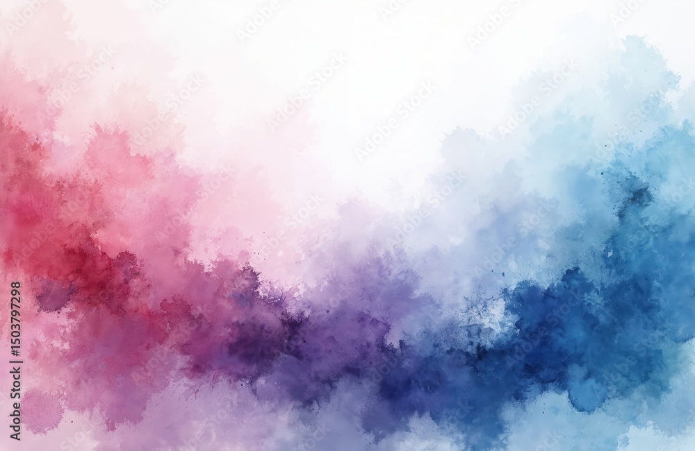 Obraz premium Watercolor splash background with abstract light pink purple, blue colors. Artistic design for web, print, posters, banners, cards. Abstract illustration great for modern stylish design. Creative