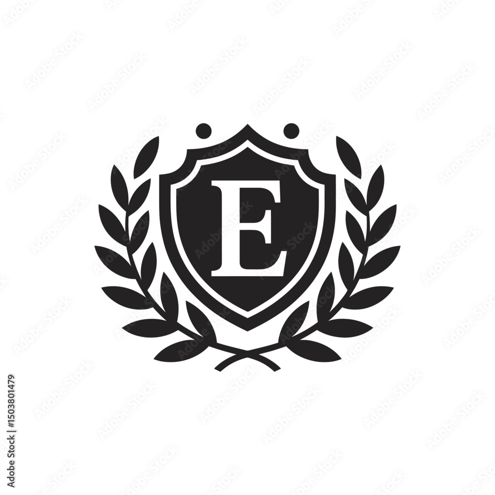 Obraz premium Logo type typography icon letter E inside emblem vector 