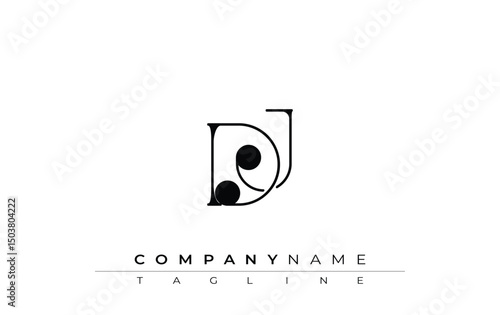 DJ Typography Logo Design. Stylish monogram design depiction featuring the letters D and J combined in an artistic signature style, delivering a unique and creative visual representation.