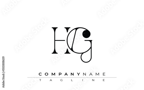 HG Typography Logo Design. Stylish monogram design depiction featuring the letters H and G combined in an artistic signature style, delivering a unique and creative visual representation.