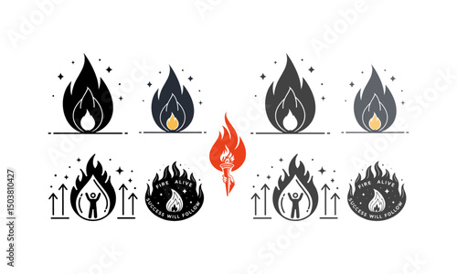 Keep your inner fire alive success will follow the glow icon vector Fire