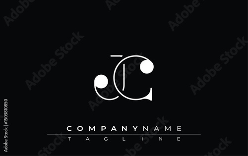 JC Typography Logo Design. Stylish monogram design depiction featuring the letters J and C combined in an artistic signature style, delivering a unique and creative visual representation.