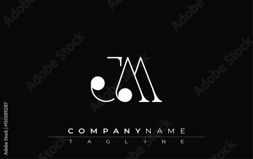 JM Typography Logo Design. Stylish monogram design depiction featuring the letters J and M combined in an artistic signature style, delivering a unique and creative visual representation.